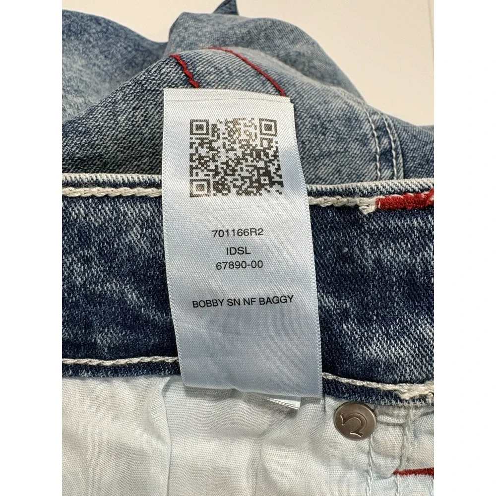 True Religion Bobby Relaxed Baggy Jeans Men's 32x32 Acid Wash Blue NWT